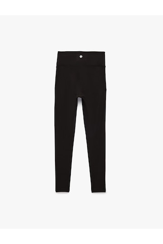Koton Yüksek Bel İnterlok Kumaş Slim Fit Spor Tayt Siyah 6sak40278nk