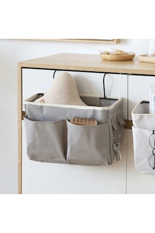 Gri Başucu Saklama Çantası Düzenleyici Tv Uzaktan Kumanda Asılı Kanepe Depolama Organizatör Yatak Tutucu Cepler Yatak Odası Yurt Saklama Çantası Gri