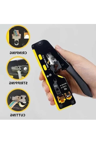Besthome1 Dream011 Sarı Rj45 Sıkma Alet Seti 6p 8p Ethernet Sıkacağı Cat7 Cat6 Cat5 Karbon Çelik Kurulum