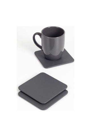 Turgut Office Deri Bardak Altlığı Antrasit 3 Adet Antrasit