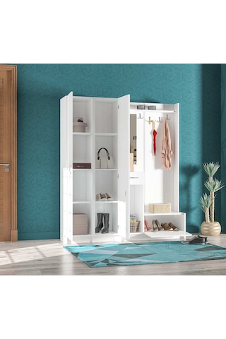 Abre Vm-343736 Beyaz Vestiyer Portmanto Ayakkabılık