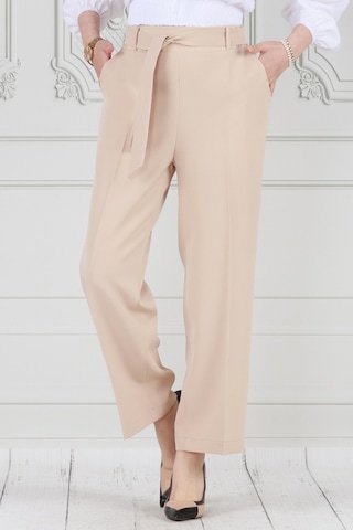 Sevitli Beli Bağlamalı Bol Paça Pantolon-bej-3667-bej Bej