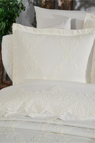 Çeyiz Diyarı Sahra 10 Parça Battaniyeli Çeyiz Seti Krem Krem