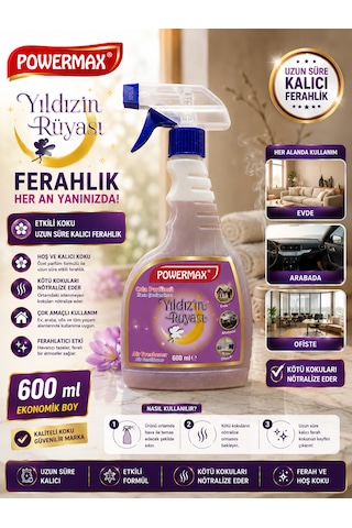 Powermax Yıldızın Rüyası Oda Parfümü 600 Ml X3 Set Ortam Kokusu Uzun Süre Kalıcı Ferahlık Diğer