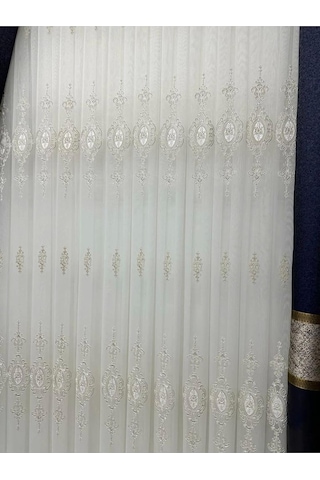 Lexroo Sierra Altın Işlemeli 108 1/3 Sık Pileli Tül Perde 250 X 250
