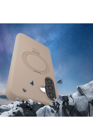 Samsung Galaxy Uyumlu A56 Kılıf M-safe Şarj Özellikli Standlı Mkst Samara Kapak - Desert Gold Altın