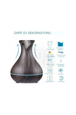 550 Ml Ultrasonik Aroma Difüzörü 7 Renk Led Işıklı Aromatik Oda Kokusu Hava Nemlendirici Sl-170