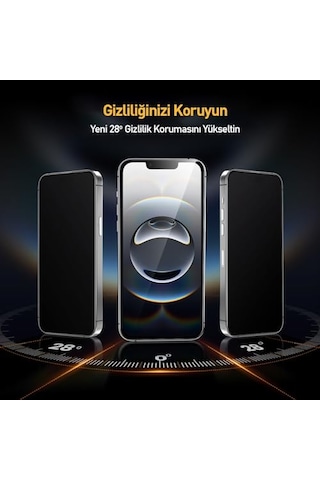 Apple Uyumlu iPhone 16 Serisi İle Uyumlu 5d Privacy Easyfit 2 Adet Kolay Uygulama Aparatlı Ekran Koruyucu Temperli Cam Hayalet Ekran Diğer