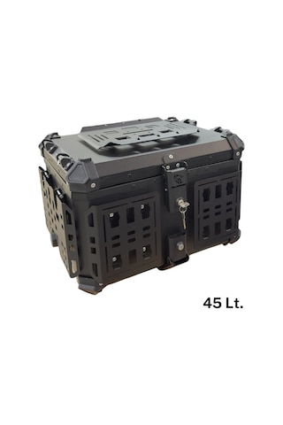 Üçel 45 Lt Alüminyum Kare Arka Çanta Premium Siyah Siyah