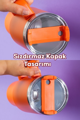 Perotti 17236-5 Colte V2 Paslanmaz Çelik Sporcu Termos Bardak Matara Turuncu 1,2 Lt Turuncu