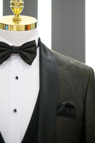 Şal Yaka Yelekli Papyonlu Şal Desenli Pantolon Kombinli Slimfit Smokin Takım Elbise 001