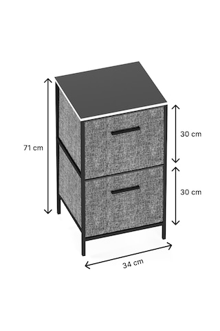 Çok Amaçlı Dolap 2 Çekmeceli Orta Boy Komodin Sehpa Füme 1605