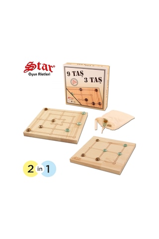 2 Ürün 1 Arada 9 Taş 3 Taş - Ahşap Platform Cam Taşlar