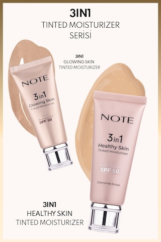 Note Cosmetics Cosmetics 3 in 1 Healthy Skin Tinted Moisturizer SPF50 Renk Ton Eşitleyici Aydınlatıcı Krem 30 ML