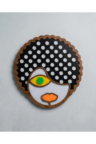 Afro Saçlı Modern Mdf Ahşap Duvar Maskı - Dekoratif Picasso Tarzı Duvar Sanatı 0