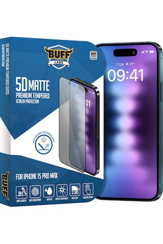 Buff iPhone Apple 15 Pro Max Uyumlu 5d Matte Ekran Koruyucu