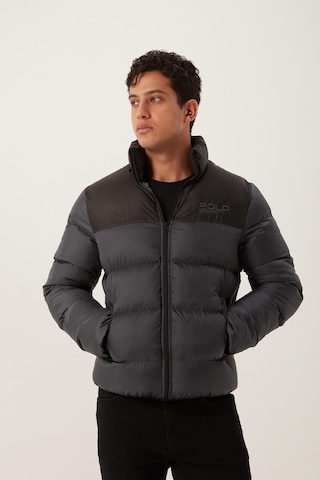 Erkek Dik Yaka Şişme Mont Füme