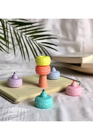 Makaron 6'lı Keçeli Kalem ve Çikolata Kokulu Misgibi Defter set