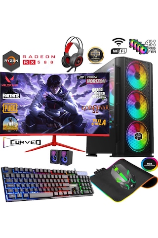 Apphirex TC88X R5-5500 16 GB 512 GB SSD 8 GB RX580 24" W11P Masaüstü Oyuncu Bilgisayarı