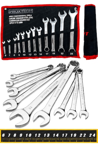 Çantalı Profesyonel Güçlü Sağlam Chrome Vanadium Çelik 12 Parça