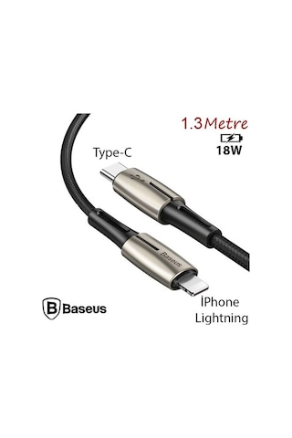 Baseus Waterdrop Type-C To Apple iPhone Uyumlu Pd18W Hızlı Şarj Kablosu 1.3M (119548806)-Siyah,Gri