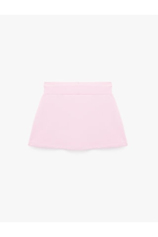 Koton Beli Bağcıklı Slim Fit Nakışlı Mini Spor Şort Etek Pembe 6sak40430nk Gül