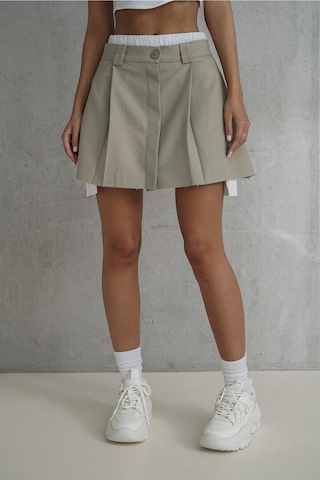 Mai Collection Mai Studios Co. Gabbie Boxer Detay Olive Green Mini Etek Bej