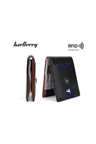 Baellerry Minimalist Rfıd Koruma Çift Kat Deri Çoklu Kart Cüzdan Erkek Kartlık 001