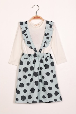 Zeyland Kız Çocuk Fırfırlı Askılı Salopet Takım (2-7Yaş)