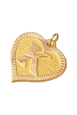 0.25 Gram 14 Ayar K Harfi Kalp Kolye Ucu