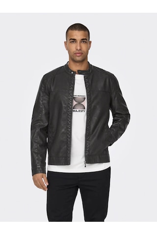 Only & Sons Onsmike Pu Racer Jacket Antrasit Erkek Ceket 22012339