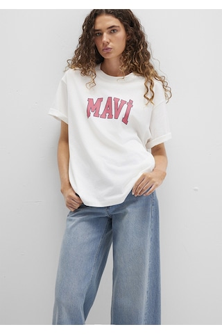 Mavi - Mavi Logo Baskılı Beyaz Tişört 1600843-80194 Beyaz