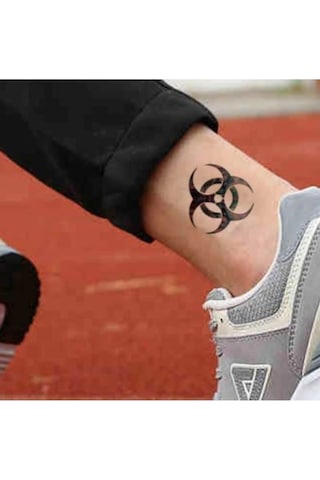 Geçici Dövme Tehlike Işareti Kimyasal Radyoaktif Atık El Kol Bilek Dövmesi Tattoo