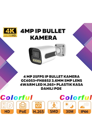 2'li Güvenlik Ip Kamera Seti - 4mp Dış Mekan Kamera, 3.6mm Lens,