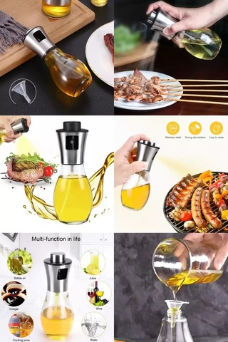 Püskürtmeli Cam Şişe Sprey Şişesi Yağ Şişesi Zeytinyağı Limon Püskürtücü Yağdanlık Gümüş