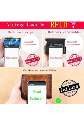 Createtech Bosphorusboutique Vintage Tutucu Kredi Kartı Cüzdan, Rfıd Korumalı Kahverengi Erkekler İçin Kahverengi