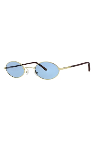 Unisex Sarı Füme Cam Polarize Oval Güneş Gözlüğü 6005 Açık Mavi