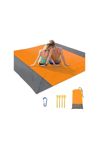 210 X 200cm Piknik Örtüsü Ekstra Büyük Su Geçirmez Plaj Matı - Turuncu Diğer