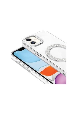 Teleplus Apple Uyumlu iPhone 11 Kılıf Karetta Diamod Taş Desenli Magsafeli Kapak