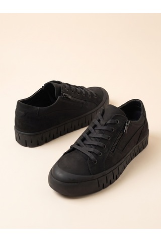 Bafaş 038043hn Siyah Hakiki Dana Derisi Bağcıklı Erkek Sneaker