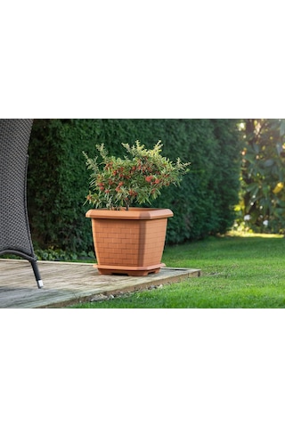 Kare Saksı No:3 Tabaklı 37 Cm, 25,5 Litre Antrasit