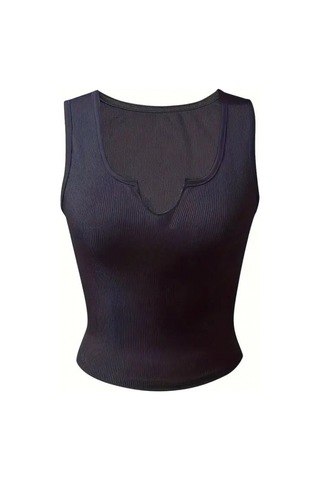 Munn Collection Kadın Kolsuz V Yakalı Kaşkorse Bluz Siyah