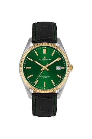 Jacques Lemans Jl.50-4w Quartz Deri Siyah Yeşil Kadran 10 Atm 34 Mm Kadın Kol Saati Gri