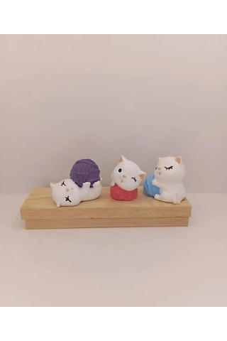 Tedi Sanat Kedi Biblo Dekoratif 3 Lü