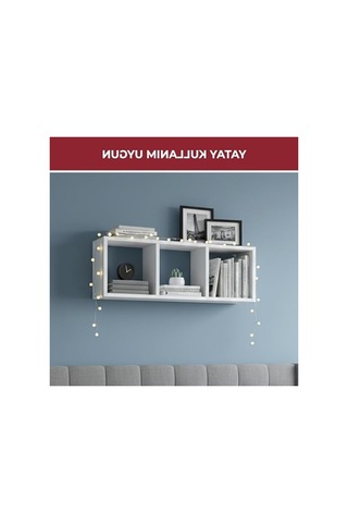 Modern Tasarım Yatay Dikey Kullanım İçin Elmas Dekoratif Kitaplık Abanoz - Beyaz