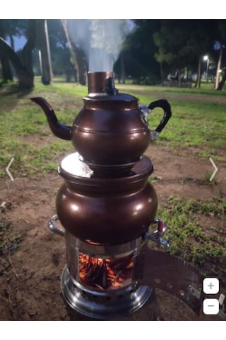Bakır Görünümlü Semaver Odunlu Çay Semaveri Kömürlü Çay Semaveri Odunlu Semaver Kömürlü Semaver