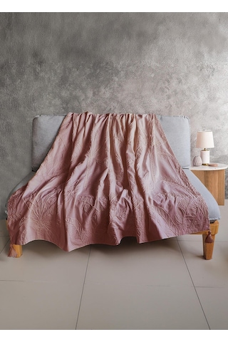 The Mia Throw Koltuk Şalı Püsküllü Gül Kurusu 170x130 Gül Kurusu