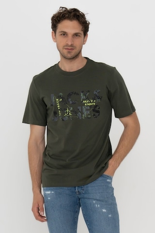 Jack & Jones 12215700 Techlogo Bisiklet Yaka Logolu Tişört Forest Night Haki