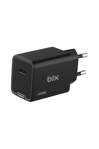 Bix BX1P65G GaN 65W Led Göstergeli Hızlı Şarj Cihazı Siyah