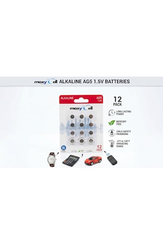 Maxycell 12 Adet Ag5 Lr754,393 1.5 V Alkalin Düğme Pil